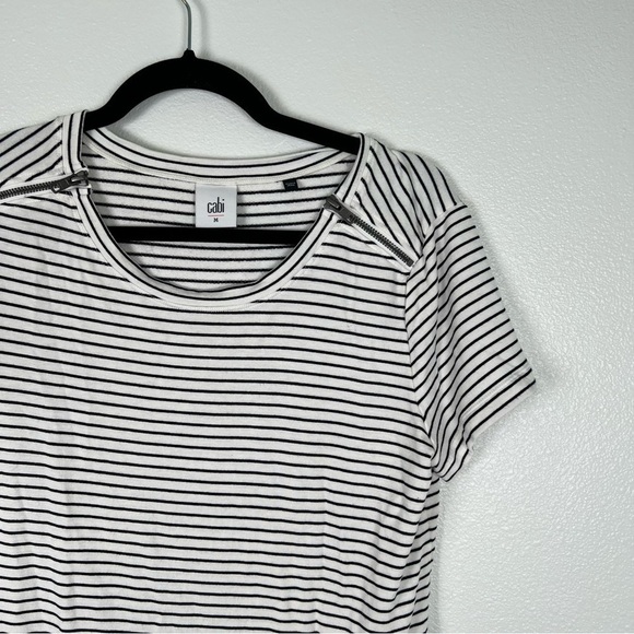Cabi #5191 Striped Zip Tee Sz M - Picture 5 of 7
